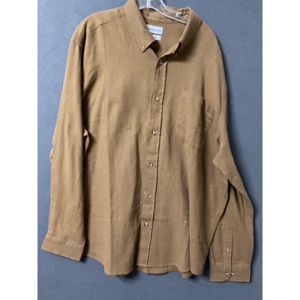 Saddlebred Classic Fit Men's 2X‎ Brown Flannel 100% Cotton Shirt Long Sleeve NWT